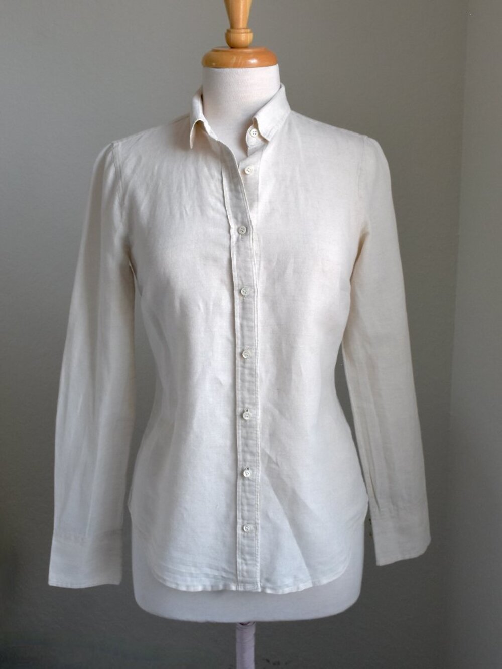 J.Crew Women's Linen Blend The Perfect Shirt Buttondown Beige - Size 00 - Picture 2 of 9
